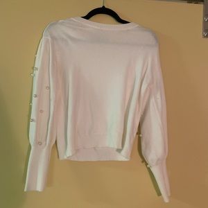 DO+BE Women's Medium White Pearl along Bubble Sleeve Sweater